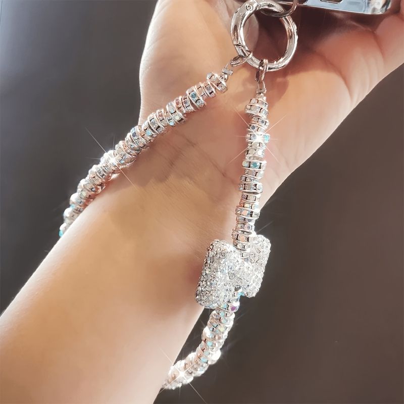 Ins High Grade Super Flash Mobile Phone Diamond Keychain Pendant All Match Anti Chain Special Shaped Pearl Bow Mobile Phone Chain_voghion.com