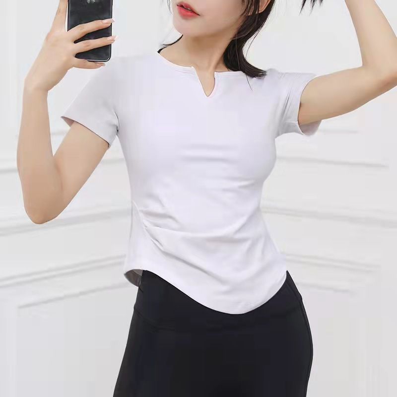 Trendy Yoga Shirt For Women, Tight Running Sports T-Shirt, Versatile Quick-Dry Fitness Short Sleeve_voghion.com