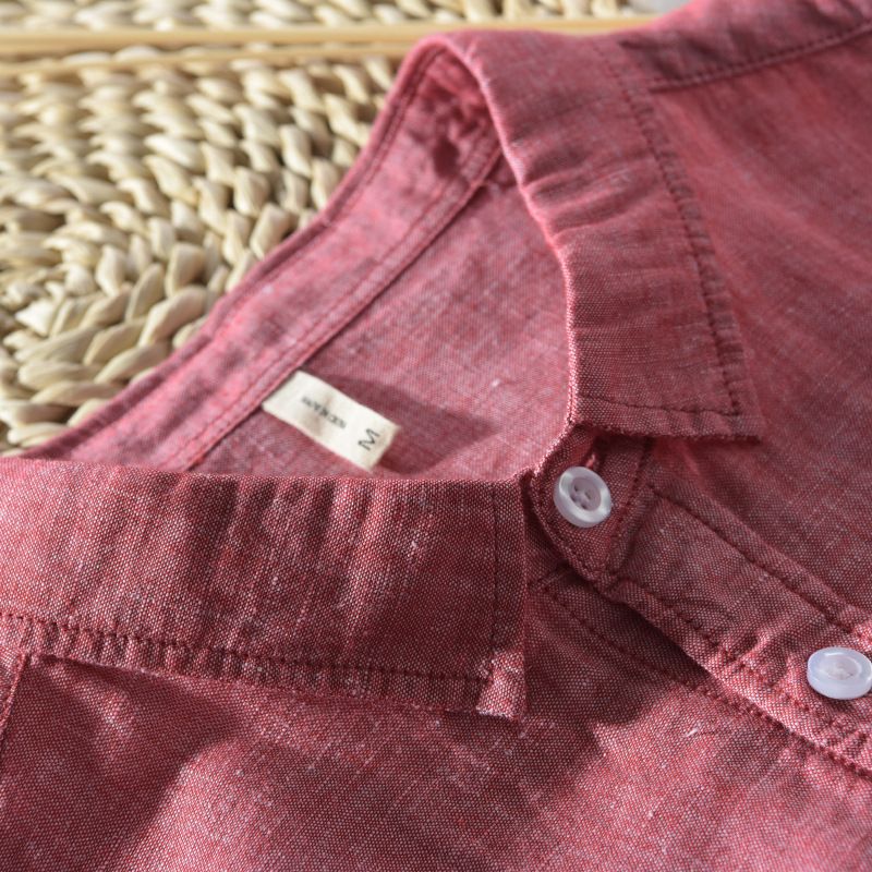 Camicia estiva in lino sottile da uomo, casual da lavoro, ampia, tinta unita, in cotone e lino, a maniche lunghe, bianca_voghion.com