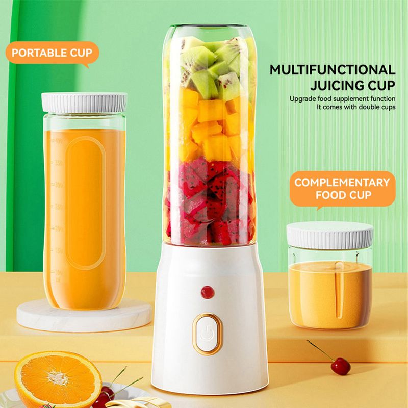 Tragbarer Mixer mit USB-Aufladung, 350 ml Mini-Smoothie-Maker und Entsafterbecher, BPA-freie Tritan-Flasche, für Shakes, Proteingetränke, Reisen, Fitnessstudio, Camping_voghion.com