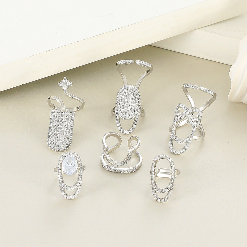 Mulheres de luxo unhas anel moda bowknot junta anel de unhas decoração ponta da arte do prego charme coroa flor cristal strass dedo prego_voghion.com
