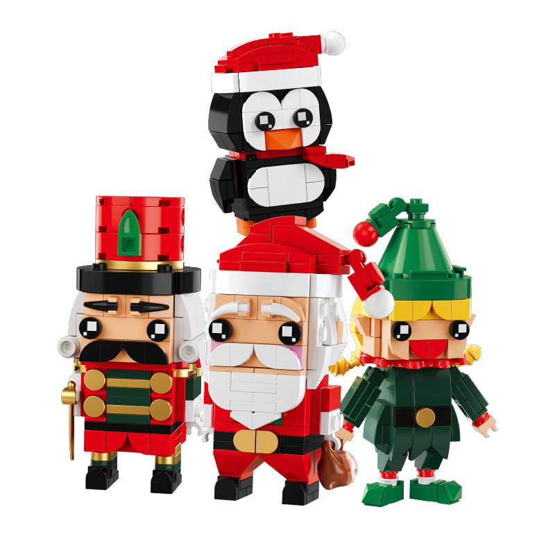 4pcs Winter Village Santa Claus Penguin Walnut Soldier Spirit Building Blocks Bricks Christmas Toys_voghion.com