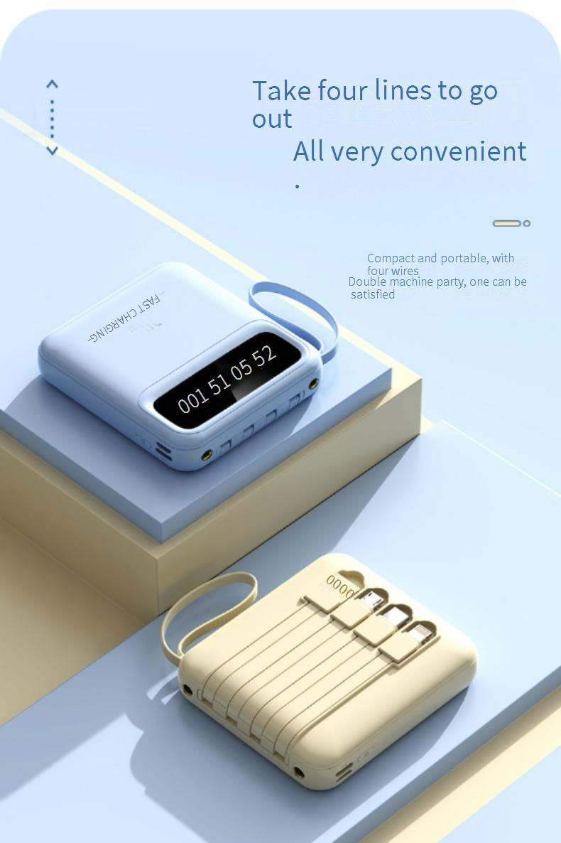 Handy-Zubehör Mini Portable Power Bank 20000 MAh Große Kapazität Handy Power Bank Mit Gebaut In Kabel_voghion.com