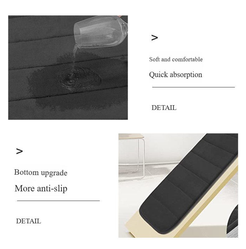 Set di tappetini da bagno trapuntati in pile di corallo - Tappetino antiscivolo per WC e tappeto per gradini_voghion.com