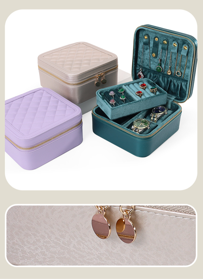 Large Capacity Oversized Jewelry Box Jewelry Watches Rings Necklaces Storage Portable Travel Zipper Bag_voghion.com