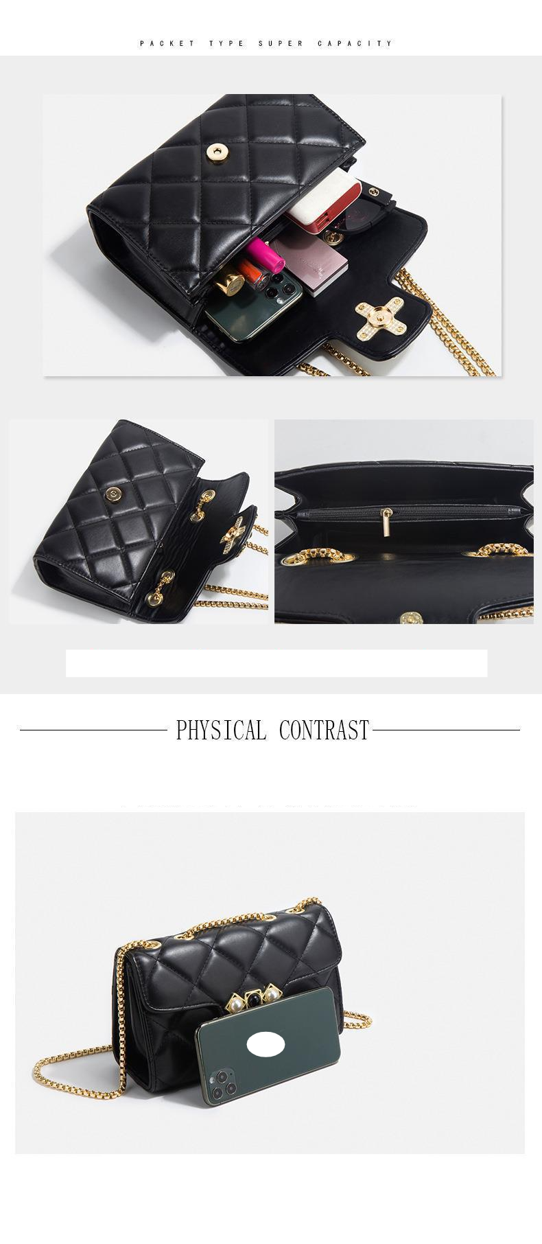 Borse da donna con fibbia in perle e diamanti, borsa da donna di grande capacità, borsa a tracolla versatile alla moda, borsa con catena di diamanti_voghion.com