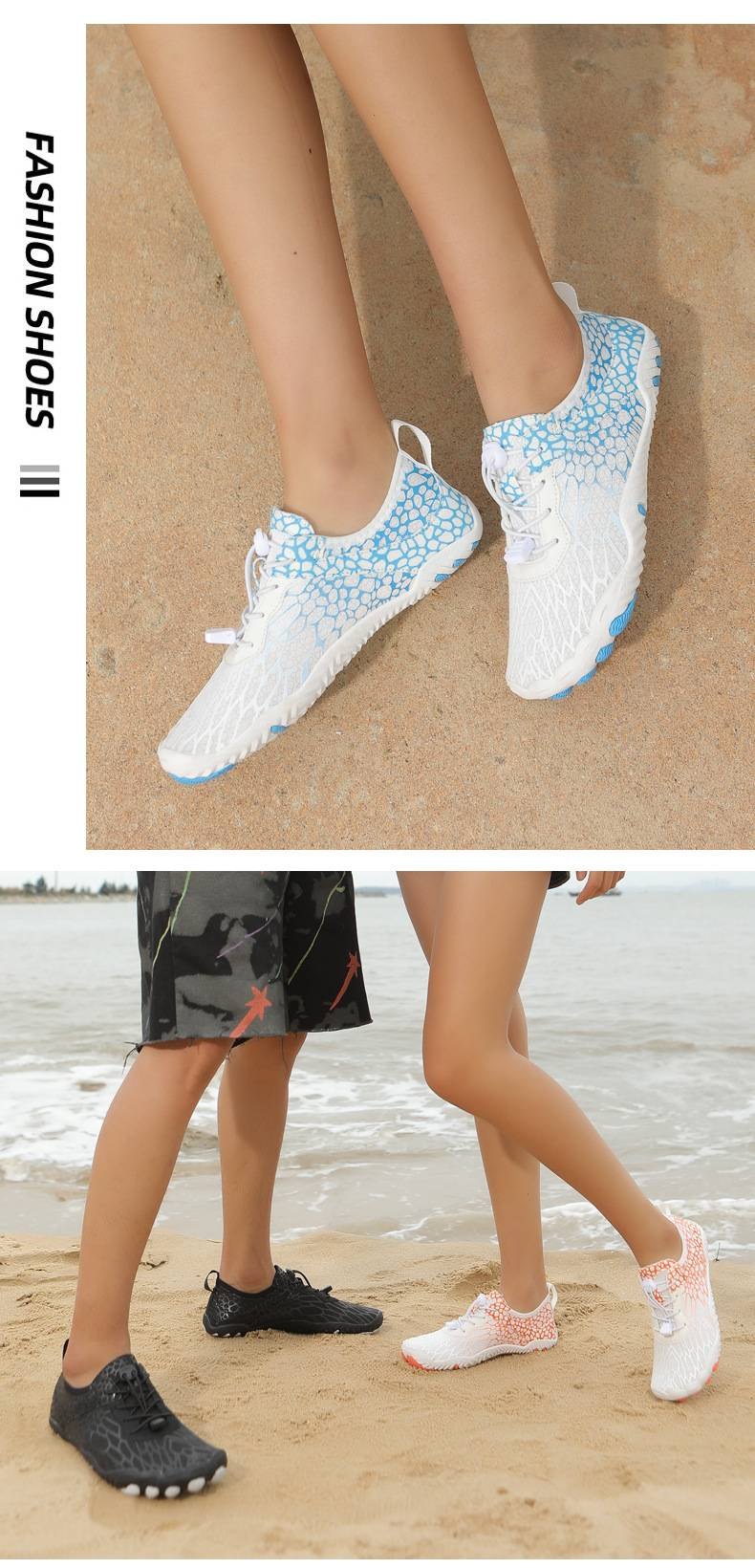 Scarpe da acqua a piedi nudi per uomo e donna - Design a cinque dita ad asciugatura rapida | Suola in gomma antiscivolo | Yoga, spiaggia e trail running (diversi colori e taglie)_voghion.com