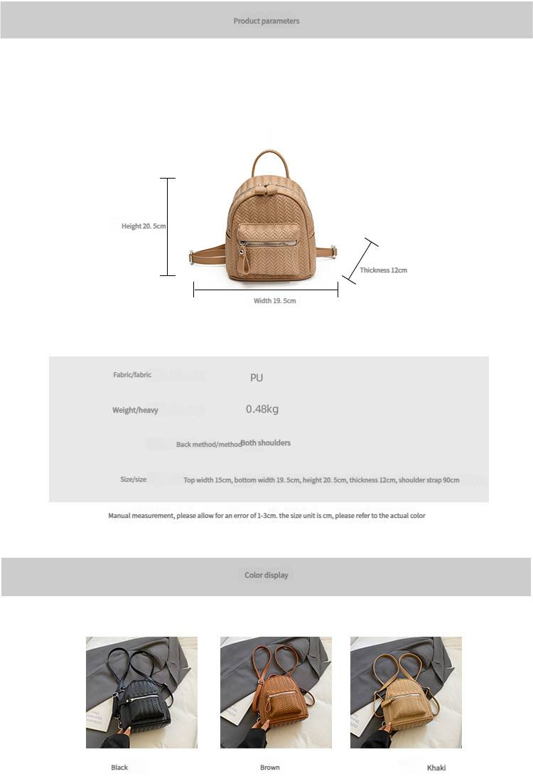 Casual Personalized Backpack With Woven Pattern And Double Zippers, Handbag With Dual Shoulder Straps_voghion.com