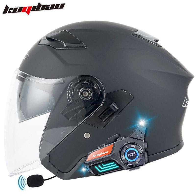 "KQIBOO Motorcycle Helmet With Dual Visor & Bluetooth K25 - ABS Shell, 3C Certified, Universal Fit For Men & Women_voghion.com