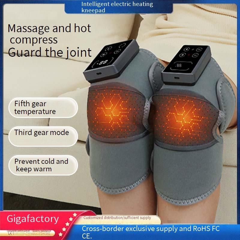 Rechargeable Heating Knee Brace With Massage & Heat Therapy - Adjustable Temperature (45-60°C) For Joint Pain Relief - Gray_voghion.com