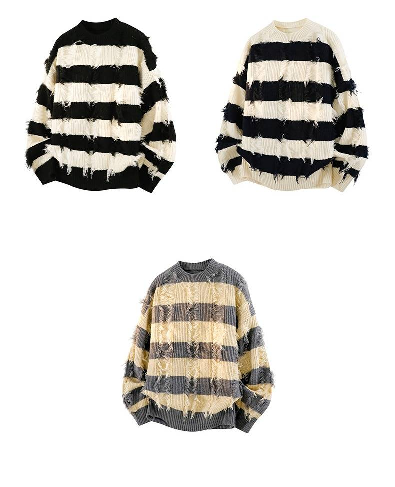 Men's Stylish Knit Sweater With Round Neck, Solid Color, Breathable Polyester, Casual Winter Wear (Black, White, Gray, M-3xl)_voghion.com