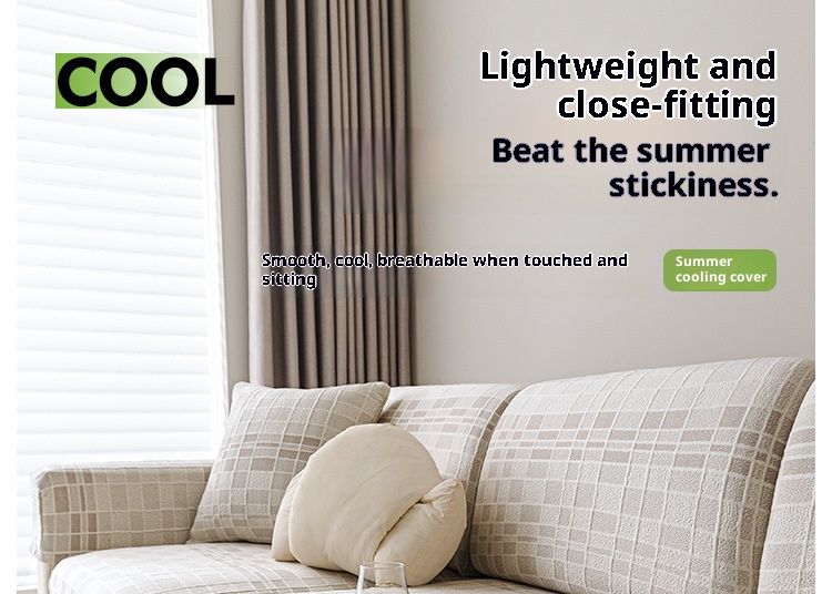 Housse de canapé rafraîchissante à carreaux – Housse de canapé extensible style hôtel avec ajustement élastique (plusieurs tailles, tissu respirant, couleurs modernes)_voghion.com