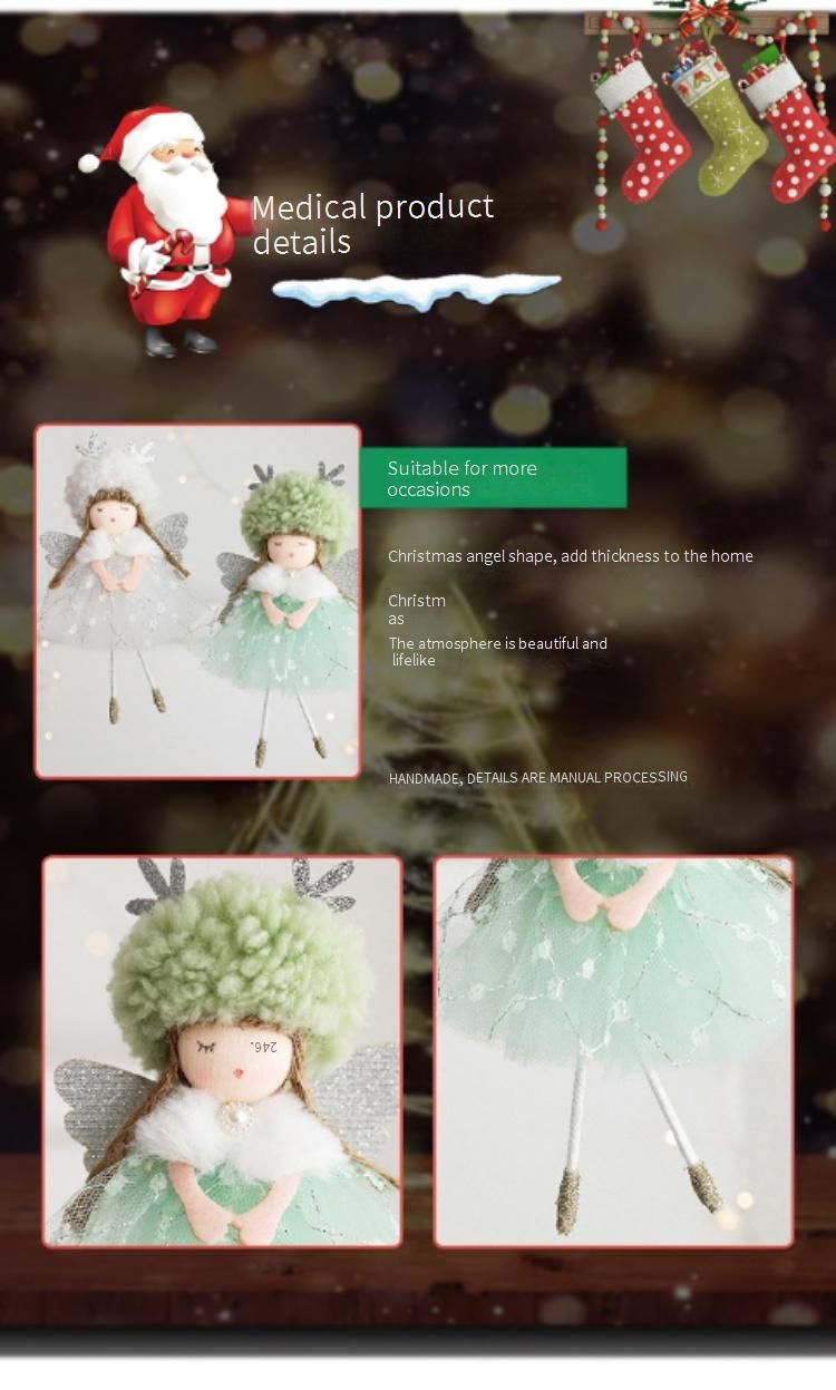 Enchanting Angel Girl Christmas Ornament – Fluffy Tulle Skirt & Antler Wings For Festive Tree Decor (Green/White/Pink)_voghion.com