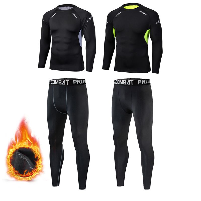 Men’s Fleece-Lined Thermal Workout Set – Winter Compression Top & Pants, Breathable Yoga & Gym Outfit (S-6XL)_voghion.com