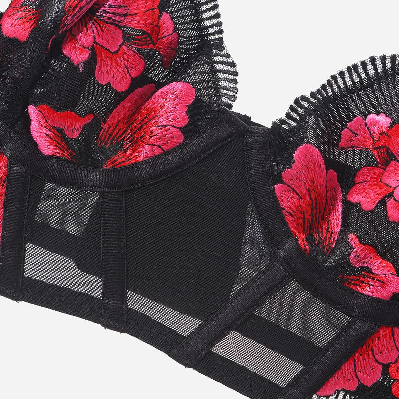 Women's Intimates Gathered Anti Droop Pure Desire Palace Style Embroidery Sexy Underwear Thin_voghion.com