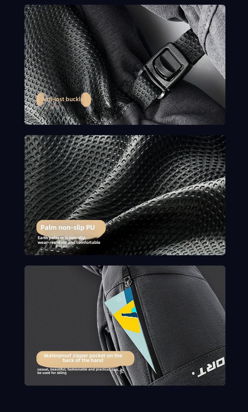 Gants chauds imperméables coupe-vent pour écran tactile de ski, snowboard, sports de plein air, cyclisme_voghion.com