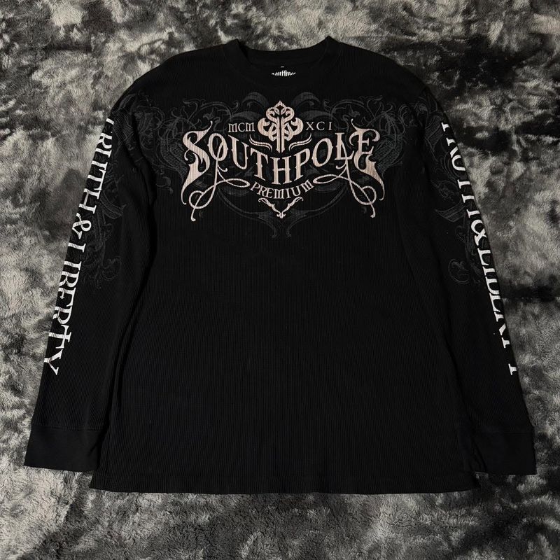 2025 Crew Neck Sweatshirt New SOUTHPOLE Casual Top Trendy Printed Drawstring Long Sleeve_voghion.com