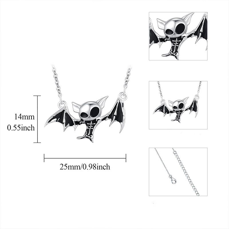 Neue persönliche Halloween-Halskette, vielseitiger, kreativer Gothic-Totenkopf-Fledermaus-Anhänger, Schlüsselbeinkette, Halloween-Geschenk_voghion.com
