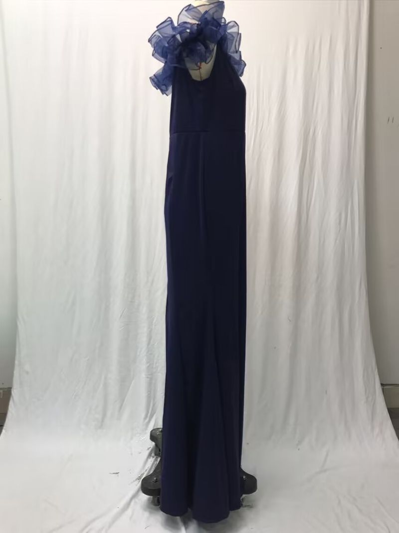 Abbigliamento da donna Primavera Cintura elastica lavorata a maglia Foglia di loto Una spalla Piccola coda Gonna lunga Vestito_voghion.com