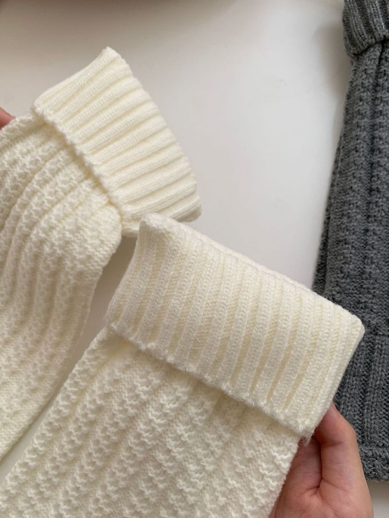 Chaussettes hautes épaisses et chaudes grises pour femme, nouvelle collection automne/hiver 2025_voghion.com