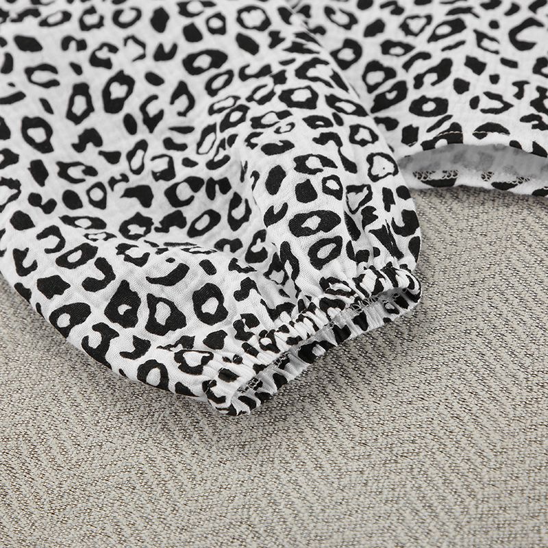 Pure Cotton Autumn New Long Sleeve Shorts Leopard Print Two-Piece Set Wearable Pajamas Homewear Women's Fashion_voghion.com