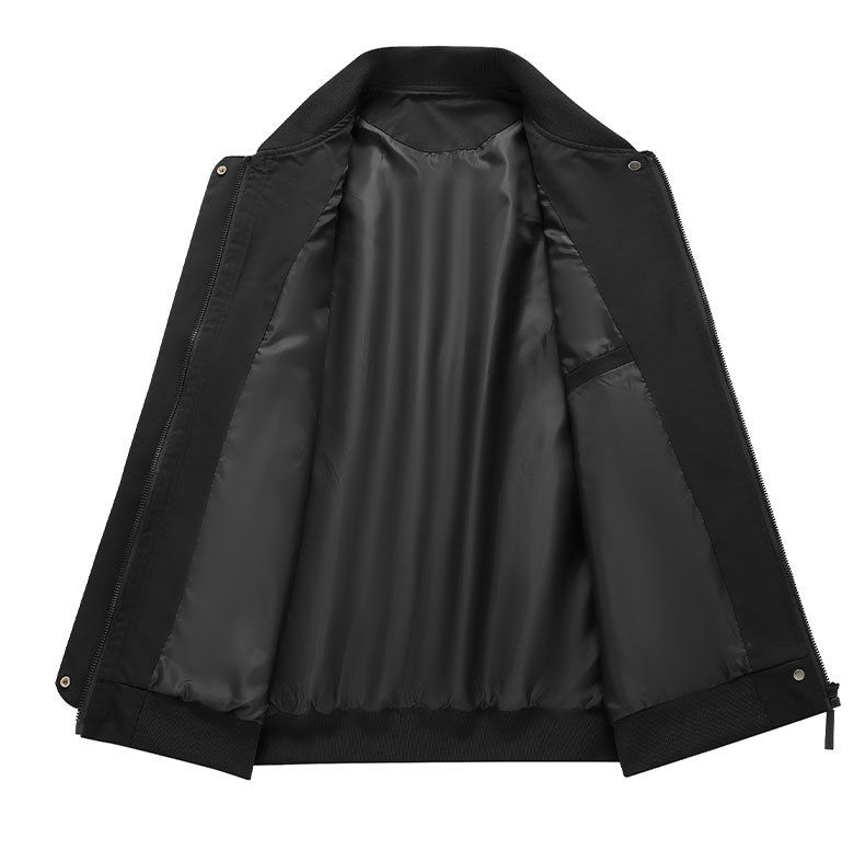 Men's Oversized Workwear Jacket – Trendy Baseball Style With Stand Collar (Black/Army Green, 4XL-10XL, Wrinkle-Free Polyester For Big & Tall)_voghion.com