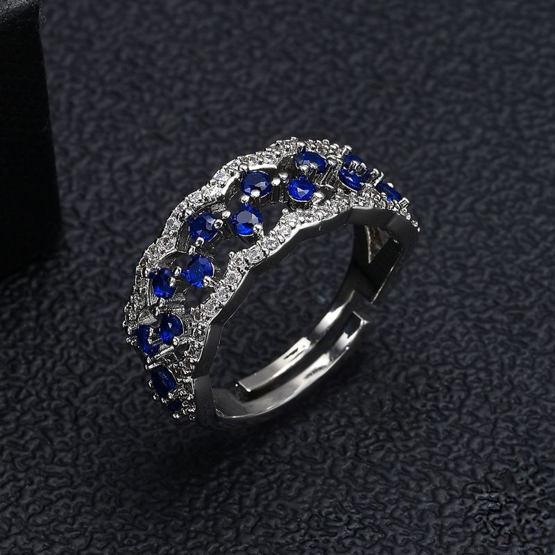 Elegante opengewerkte zirkonia-ring voor dames met dromenvangerontwerp, gegalvaniseerd koperen statementring voor dagelijks gebruik_voghion.com