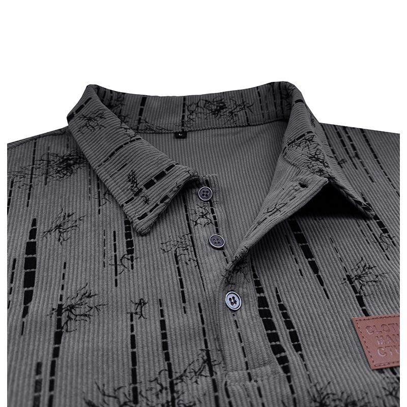Herren Langarm Poloshirt Herbst und Winter Neues Jacquard Revers Top_voghion.com
