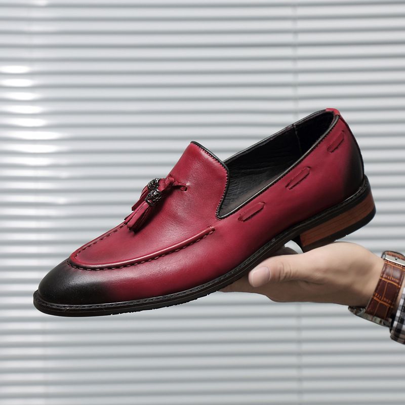 Adatto a tutte le stagioni, 9688 scarpe casual da uomo in vera pelle, basse, con nappe e punta a punta, alla moda primaverile_voghion.com
