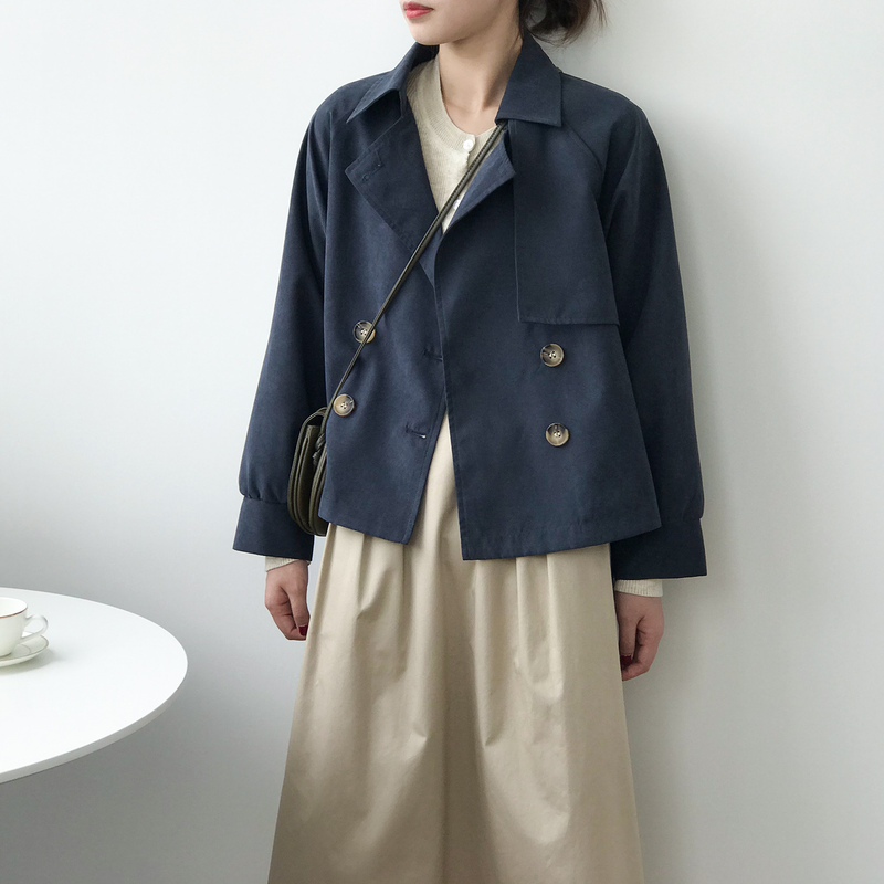 Women's Clothing spring new retro short windbreaker for small men female chic loose temperament coat 7962_voghion.com