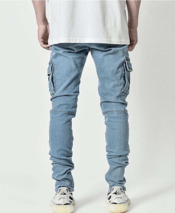 Large volume discount, high elasticity side pockets, small foot tight fitting jeans for men_voghion.com