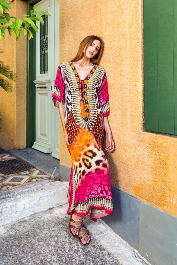 Langes Strandkleid mit Leopardenmuster für Damen – leichte Bademode mit Sonnenschutz für Urlaub, Pool und Sommerausflüge_voghion.com