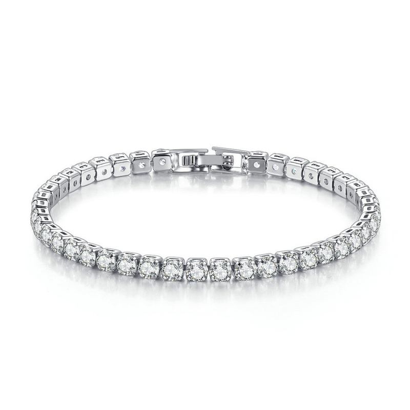 Pulseira de zircônia fileira única 4mm redondo diamante completo tênis corrente cross border hip hop jóias tênis pulseira_voghion.com