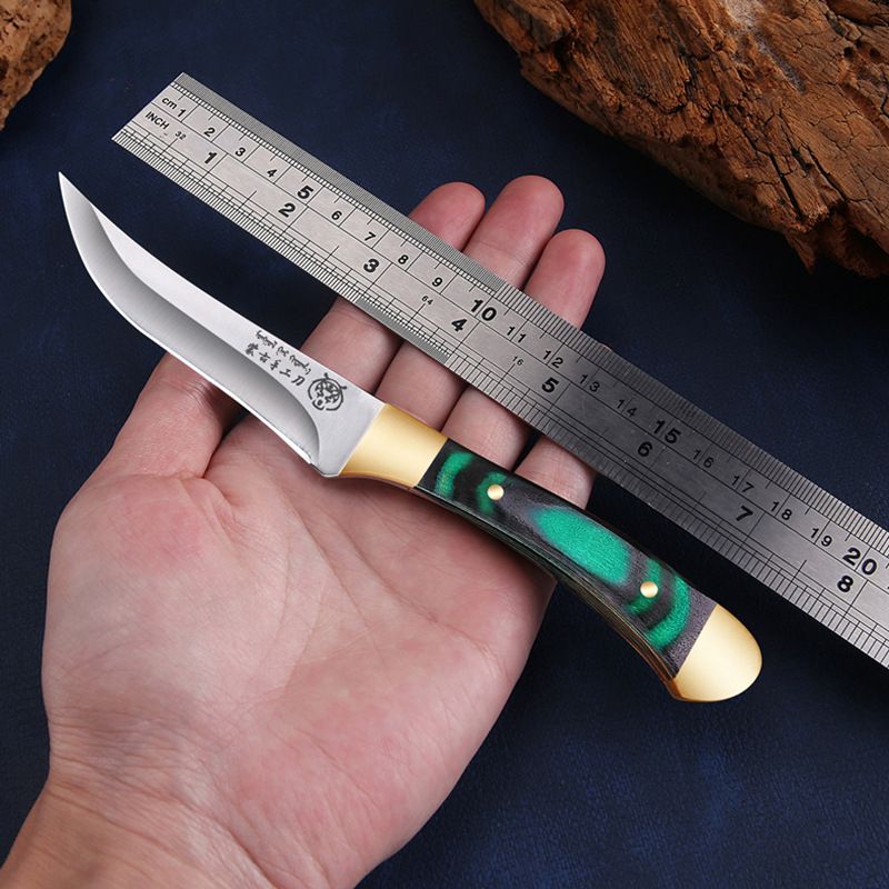 Authentic Mongolian Style Handcrafted Meat Knife - Stainless Steel Blade With Wooden Handle & Brass Accents_voghion.com