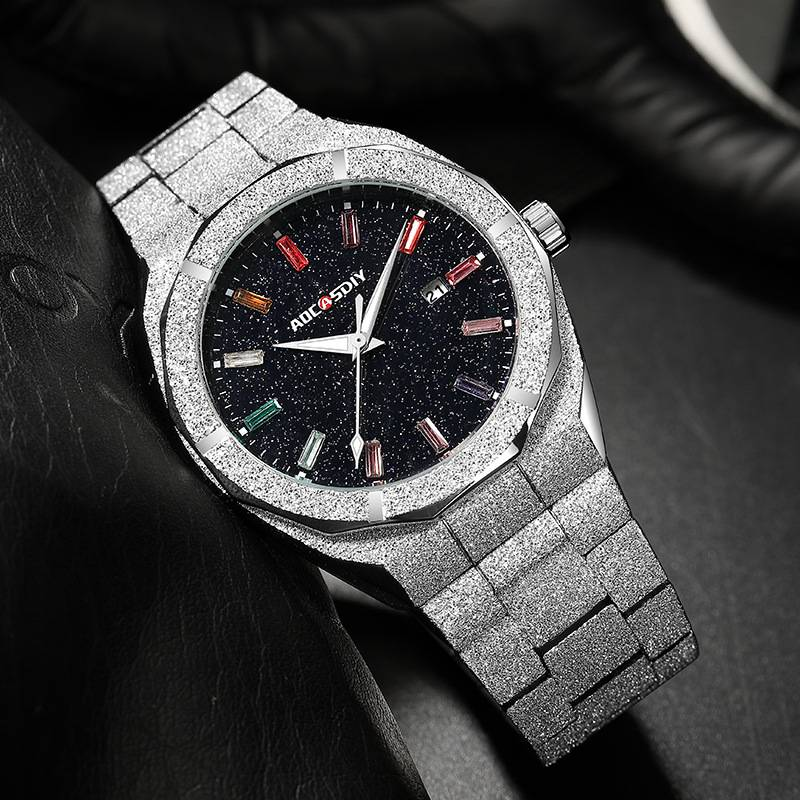 2024 New Full Diamond Luxury European And American Royal Oak Life Waterproof Business Leisure Quartz Movement Men's Watch_voghion.com