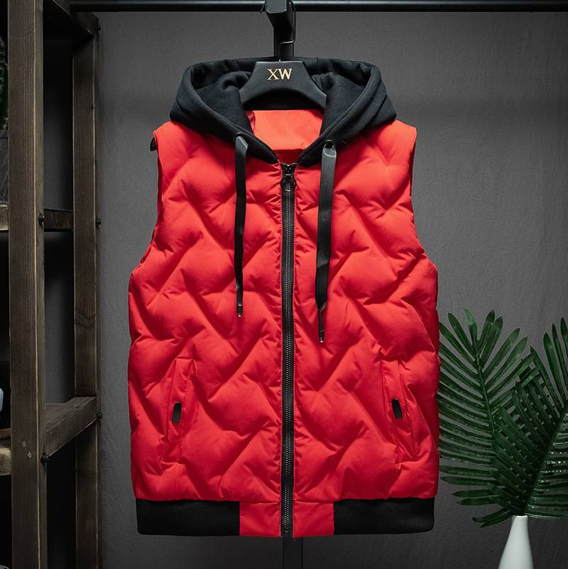 Herrenbekleidung Herren Baumwollweste Winter Herren neuer Stil Kapuzenweste Baumwollweste Jacke Arbeitskleidung Klasse Uniform Druck Logo_voghion.com