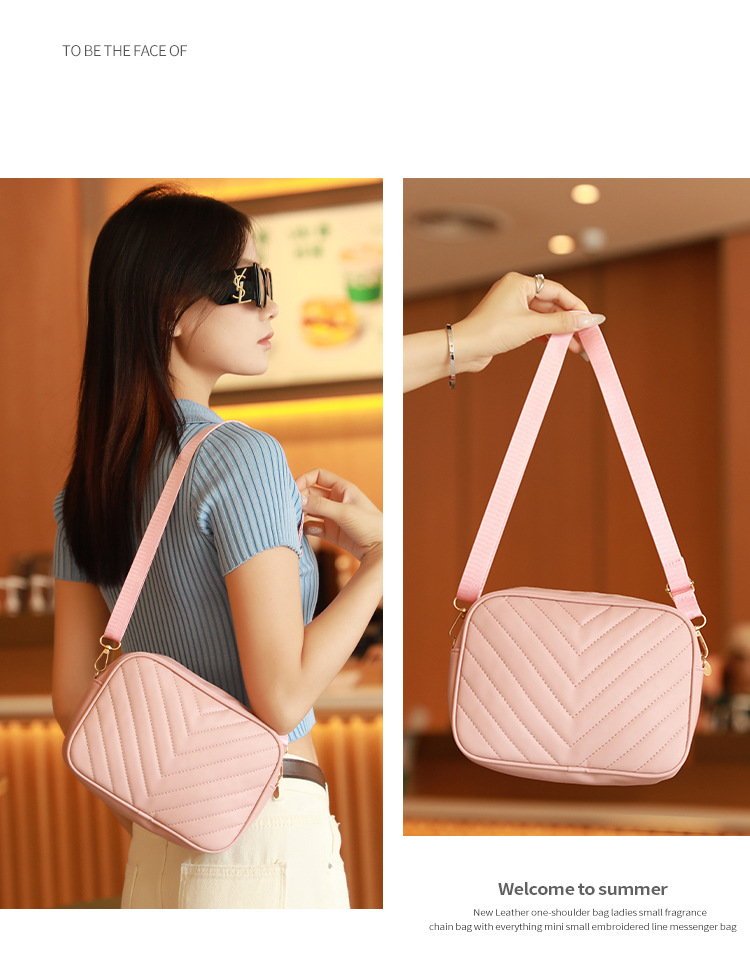 Sac photo tendance pour femme - Sac bandoulière élégant avec broderie en V et design minimaliste (à la mode et polyvalent)_voghion.com