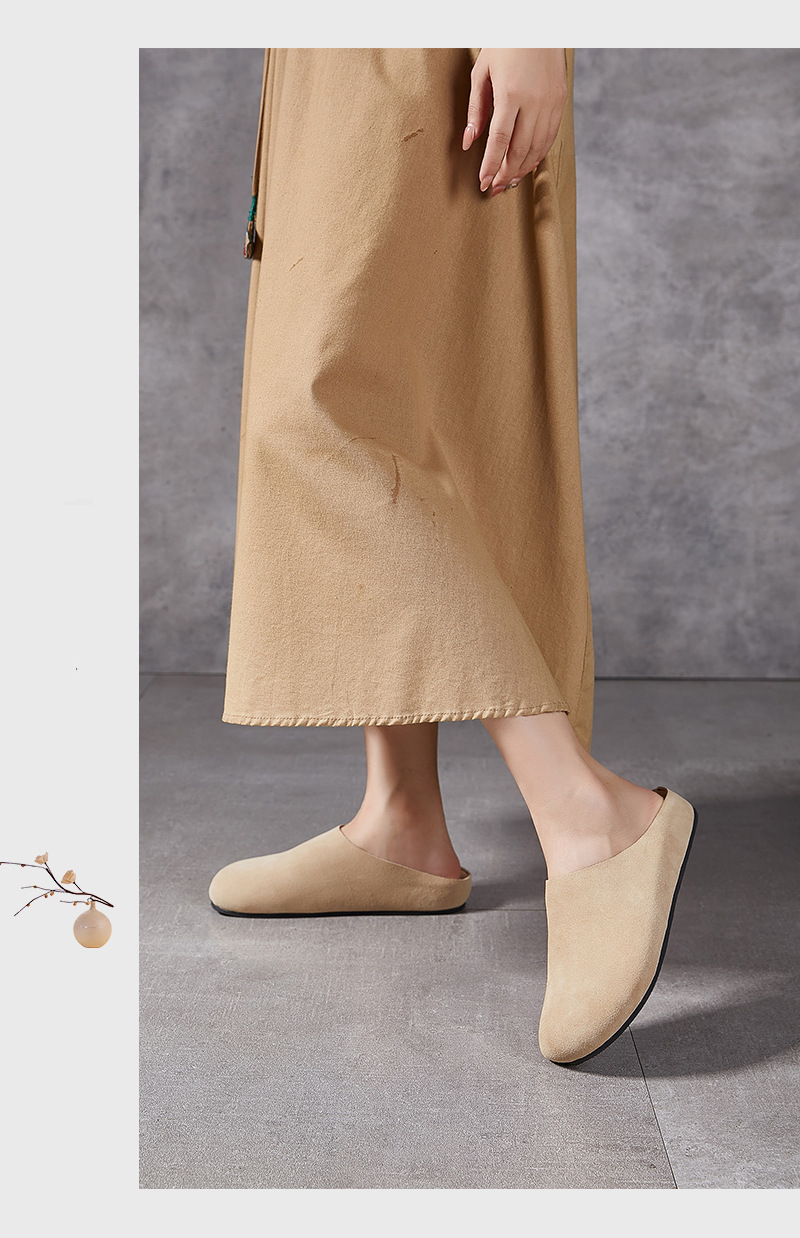 Sapatos femininos para primavera e verão, novos sapatos retrô sem cadarço com sola macia para uso ao ar livre, pantufas preguiçosas e fechadas_voghion.com