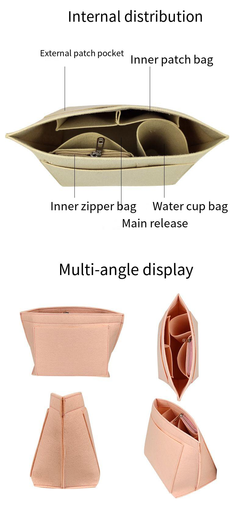Bag Inserts Felt Inner Liner Bag, Large-capacity Felt Storage Bag, Medium Bag For Organizing Bag, Felt Dumpling Makeup Bag_voghion.com