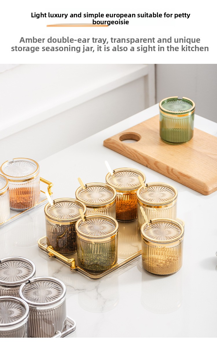 5-in-1-Gewürz-Organizer-Set – stapelbare Gewürzbehälter für die Küche mit Löffel (luftdichte Deckel, transparentes Design, platzsparend)_voghion.com