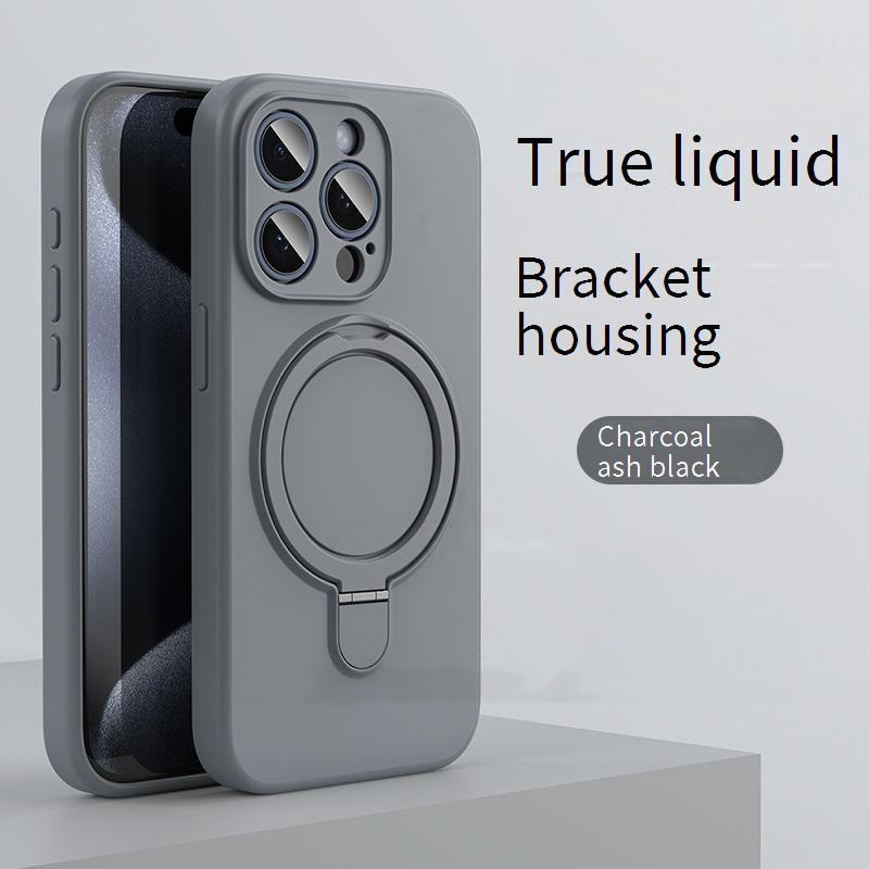 Magnetische Flüssigsilikonhülle mit Ständer für das iPhone 16 Pro Max – vollständiger Kameraschutz, rutschfester Griff, 360° stoßfeste Abdeckung_voghion.com