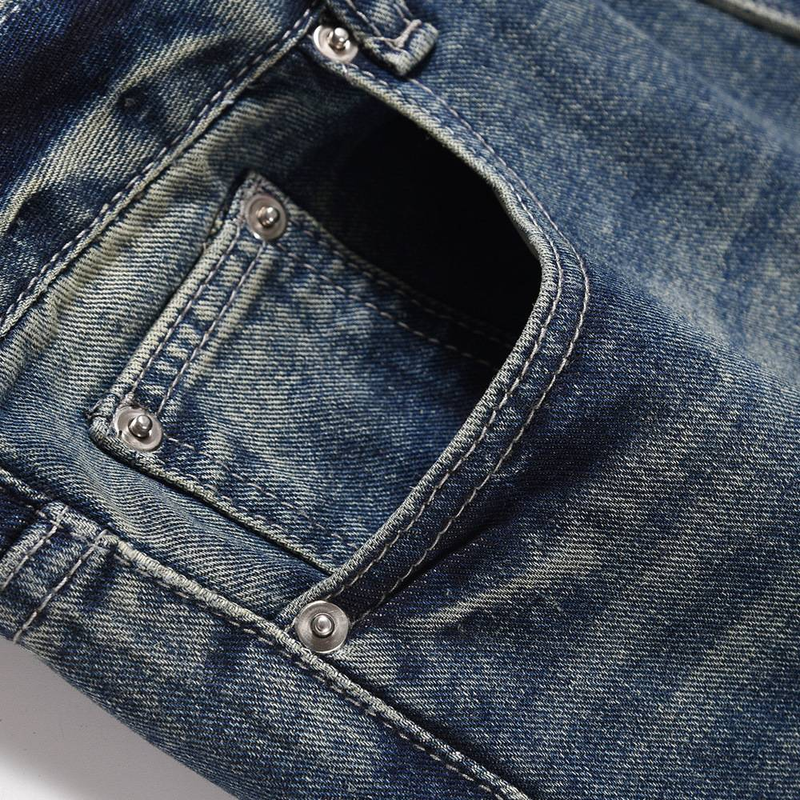 Distressed Washed Denim Jeans For Men - Vintage American Style Wide Leg Flared Bootcut With Tie-Dye & Crease Details_voghion.com