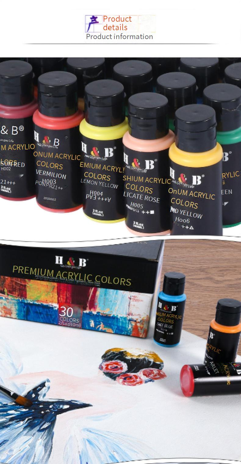 Professional Acrylic Paint Set - 30 Vibrant Colors (60ml/Tube) For Canvas, Wall Art, Crafts & Logo Design - Non-Fade, Waterproof_voghion.com