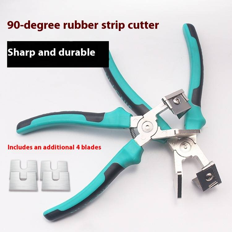 Professional 90° V-Notch Sealant Cutter Tool - Heavy-Duty Steel Blade With TPR Handle For Window/Door Sealing Strips (Includes 4 Replacement Blades)_voghion.com