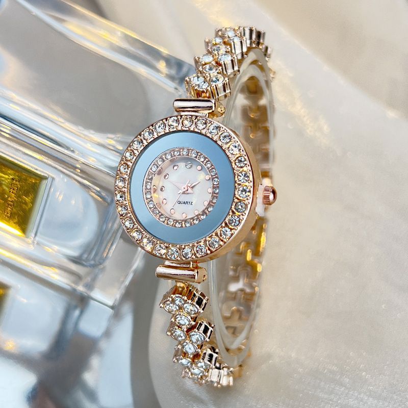 Luxuriöse High-End-Quarzuhr für Damen mit eingelegtem Glas und reflektierendem Spiegel_voghion.com