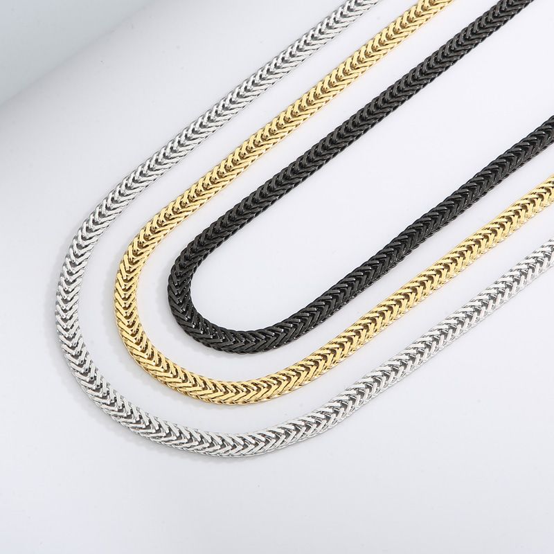 Herensieraden All Match Roestvrijstalen Gecodeerde Zweepketting, Modieus Populair Sieraden Gesp Titanium Stalen Ketting Trendy Cool_voghion.com
