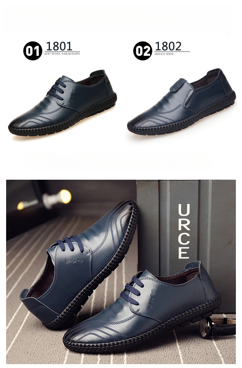 Halbschuhe Herren Handgefertigte Lederschuhe Casual Driving Flats Schlupfschuhe Mokassins Bootsschuhe Blau_voghion.com