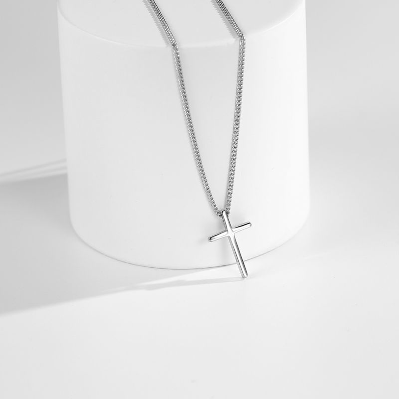 Collana con croce liscia in argento puro S 2023, nuovo design alla moda per gioielli da donna_voghion.com