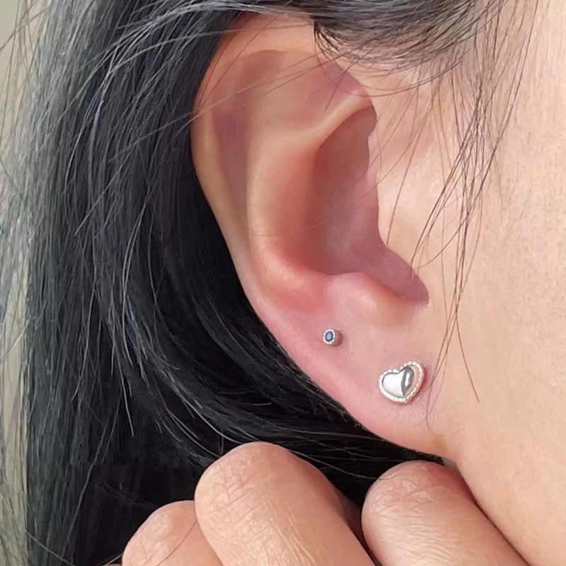 Tiqi Pure Sier Sweet Compact Heart-shaped With Feminine Temperament, Simple Niche Peach Heart Ear Hole E, And_voghion.com