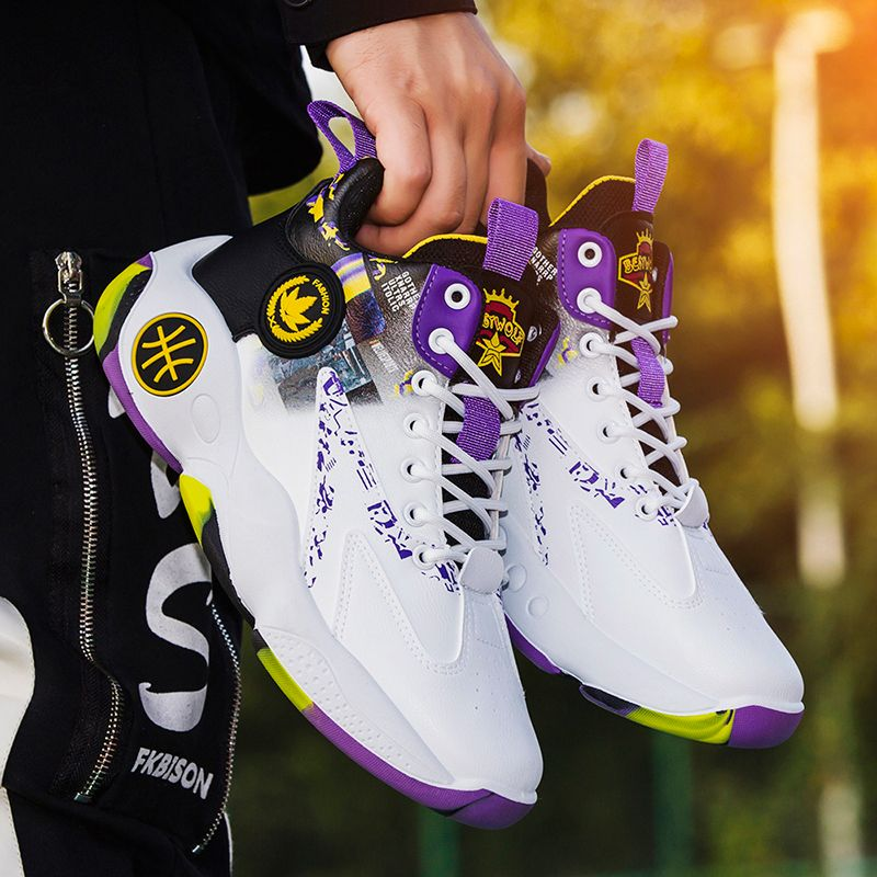 High Top Mens Basketball Breathable Non Slip Outdoor Sneakers Cushioning Workout Shoes_voghion.com